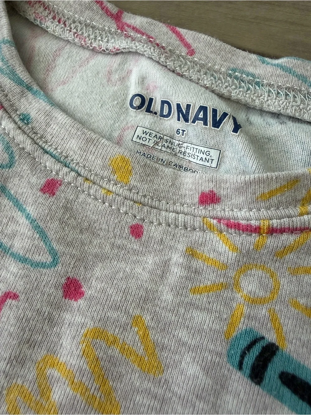 Old Navy Kids Yellow Tee & Multicolor Crayon-Print Pajama Set